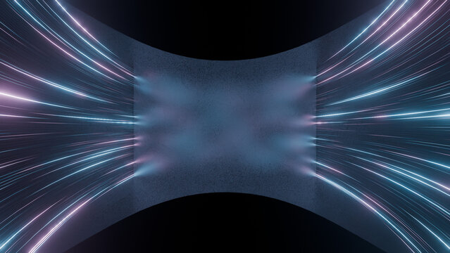 Abstract Blue and Pink Neon Speed Lines Tunnel