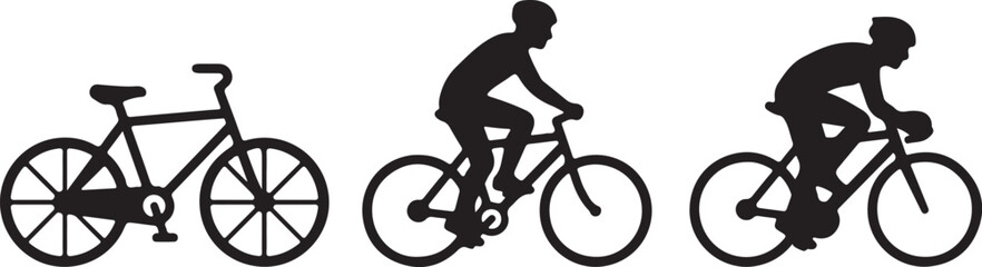 Naklejka premium Cycling progression silhouette series classic road and mountain bikes