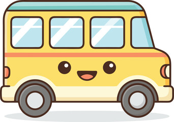 Cute colorful kids bus character vector illustration isolated on white background children and education use © Minhaj1192