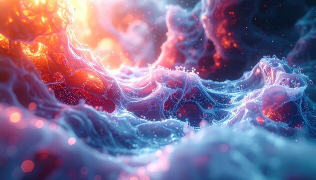 Vibrant Cosmic Nebula with Glowing Energy and Sparkling Particles in Deep Space