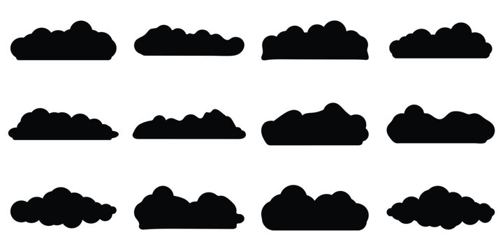 Flat Cloud Icon Collection Set on Teal Background &ndash; Weather and Sky Vector Symbols