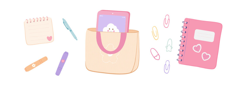 Tablet bag and stationery. Stationery