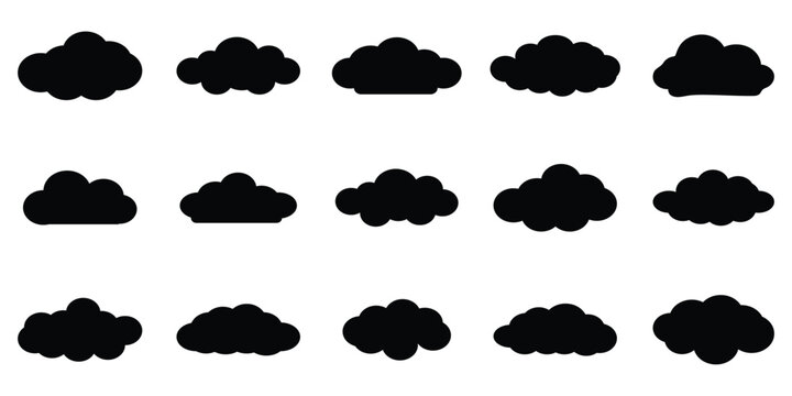 Flat Cloud Icon Collection Set on Teal Background &ndash; Weather and Sky Vector Symbols