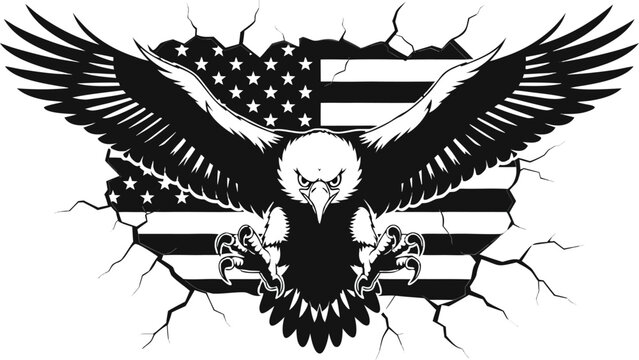 United States Shape Eagle American Flag Graphic. a fierce bald eagle with wings fully spread wide,
Vector illustration eps10