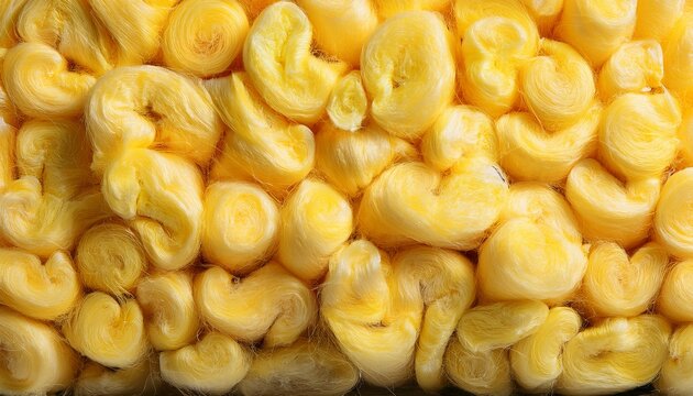 yellow fiberglass insulation batts texture rockwool closeup background