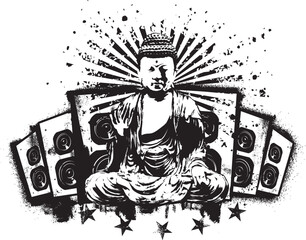 Buddha Music Urban Street Art Vector Illustration © khadizabegum