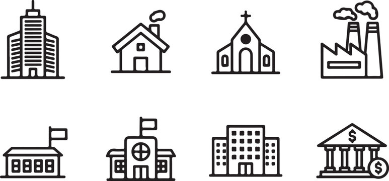 House church temple mosque synagogue vector icons Vector