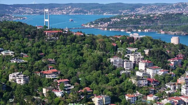 Luxury Neighborhood in Istanbul, Bebek Beach and Bebek Marina Drone Video, Besiktas Istanbul, Turkiye (Turkey)