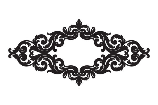 Elegant Baroque Black Ornamental Frame Design Element for Vintage Decor Projects