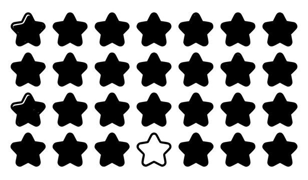 Adorable Fat Star Symbol Vector Set with Thick Blunt Line Art
