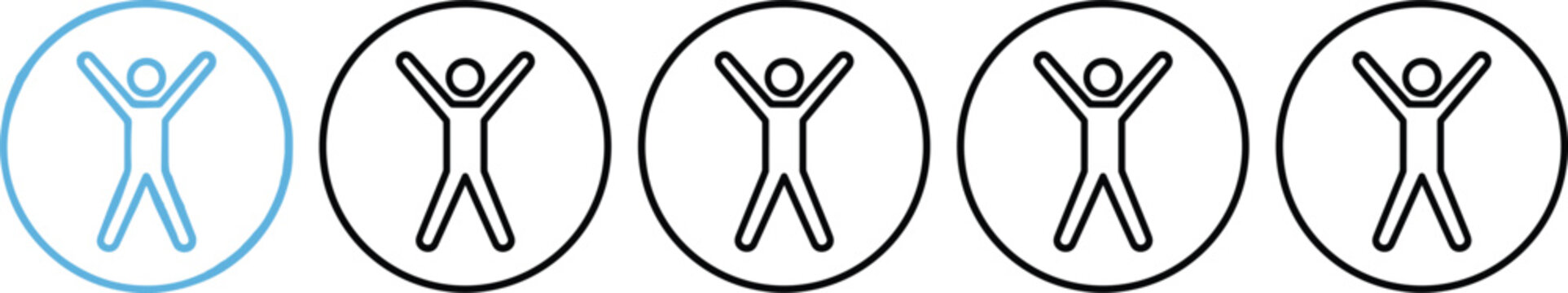 Active Human Figure Icon Set for Fitness Wellness Health Apps and Joyful Achievement Graphic Designs