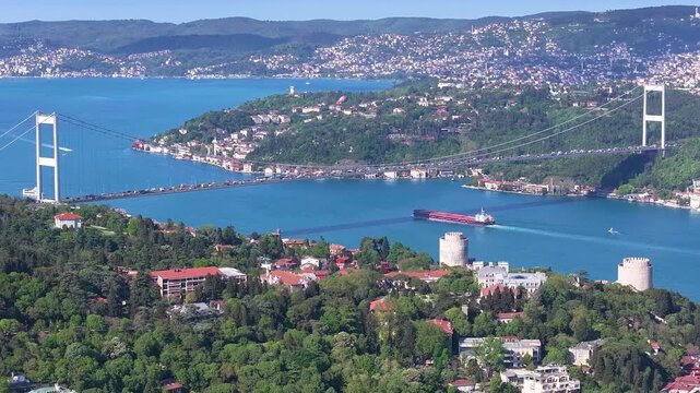 Luxury Neighborhood in Istanbul, Bebek Beach and Bebek Marina Drone Video, Besiktas Istanbul, Turkiye (Turkey)