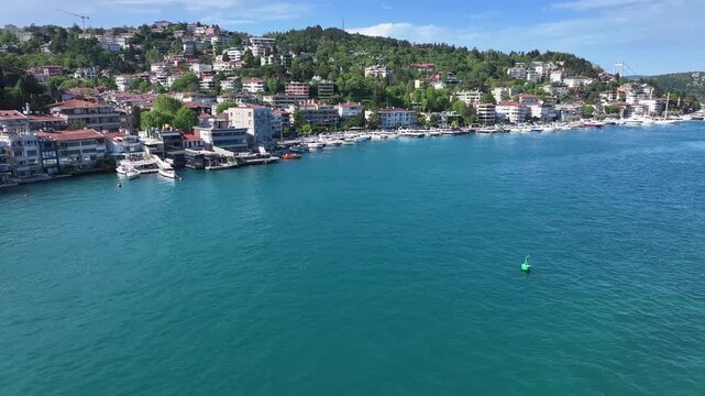 Luxury Neighborhood in Istanbul, Bebek Beach and Bebek Marina Drone Video, Besiktas Istanbul, Turkiye (Turkey)