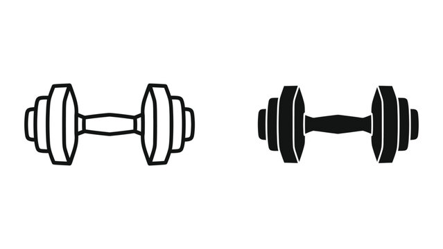 Minimalist dumbbell icons in black and white vector style