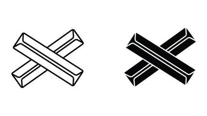 Fototapeta premium Modern 3d cross icon with thick black and white bars