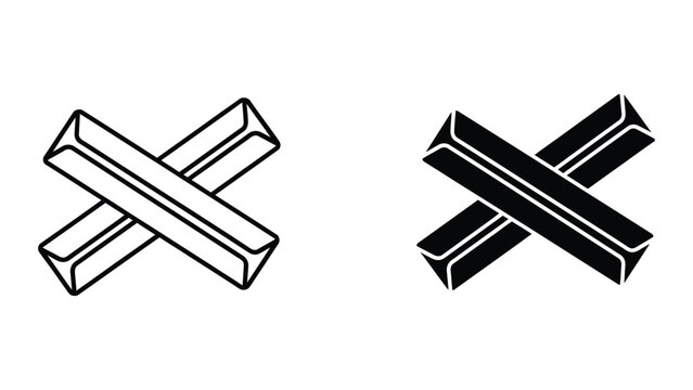Modern 3d cross icon with thick black and white bars