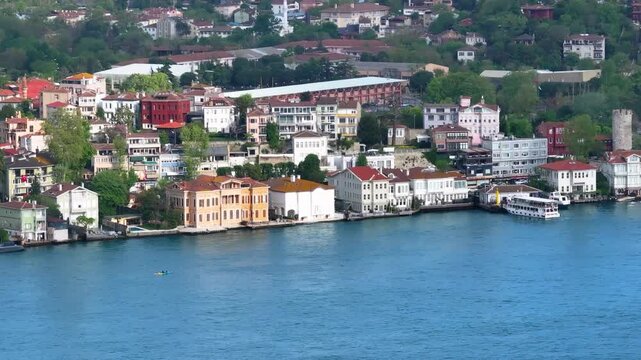 Luxury Neighborhood in Istanbul, Bebek Beach and Bebek Marina Drone Video, Besiktas Istanbul, Turkiye (Turkey)