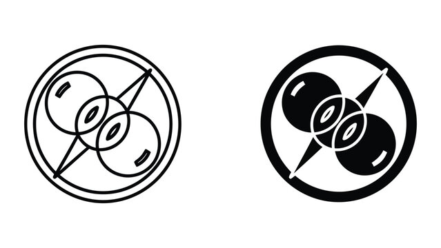 Minimalist yin yang symbol with swirls and balance lines