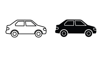 Fototapeta premium Simple black and white car icons side by side
