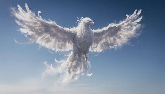 Soaring Ethereal White Bird