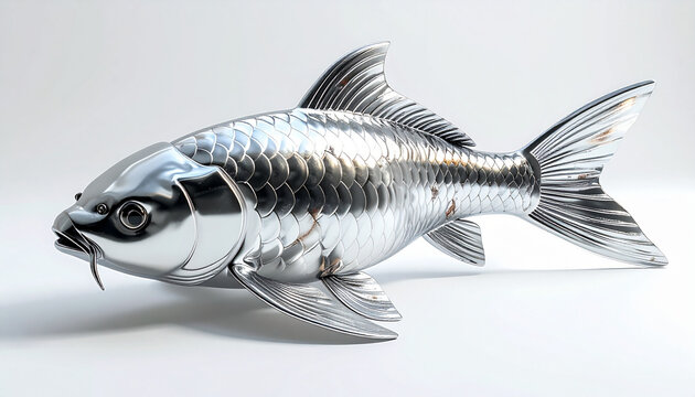 Shiny metallic fish sculpture