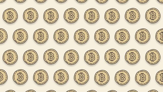 手描きビットコインのシームレスループアニメーション背景