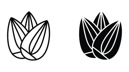 Fototapeta premium Minimalist stylized black and white lotus flower icon