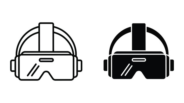 Black and white virtual reality headset icons side by side