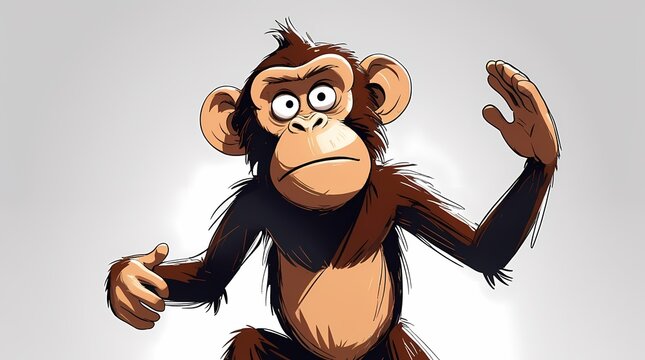 A monkey looks worried standing alone