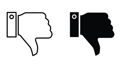 Down vote thumbs down icon in black and white outline style © MDMOSLEM
