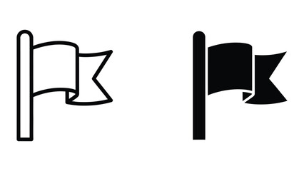 Black and white flag icon with pole standing upright © MDMOSLEM