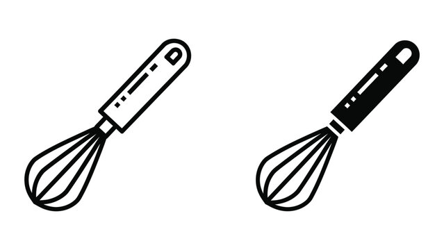 Black and white wire whisk for baking and cooking