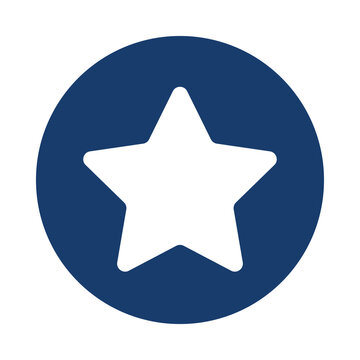 Navy blue circle with white star icon isolated on transparent background