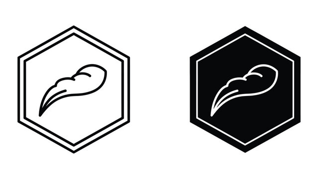 Minimalist kidney bean shape icon in hexagon badge