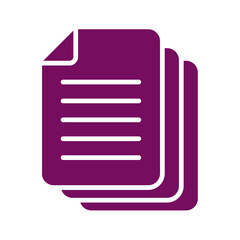 Fototapeta premium Stack of documents icon purple and white isolated on transparent background