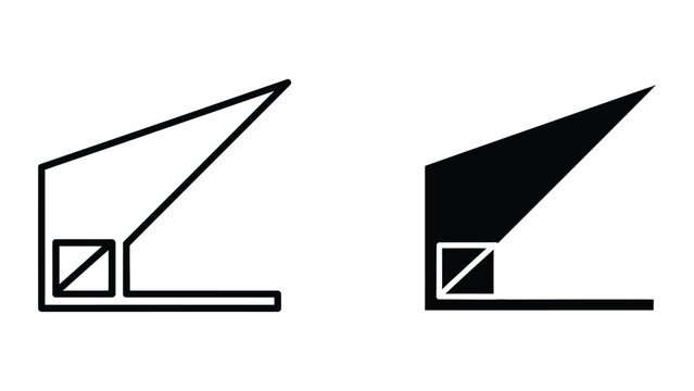 Simple geometric angle shapes comparison with right angle indicator