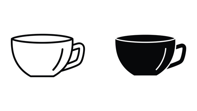 Two contrasting coffee cups icon set with light and dark fill