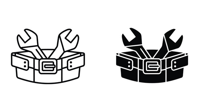Wrench tools crossed over toolbelt icon design