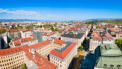 Obraz premium Sofia city centre aerial panoramic view in Bulgaria