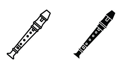 Black and white clarinet and recorder musical instruments © MDALI