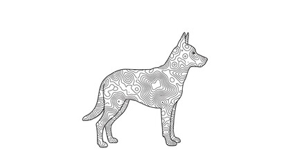Fototapeta premium Topographic contour dog silhouette isolated on a transparent background