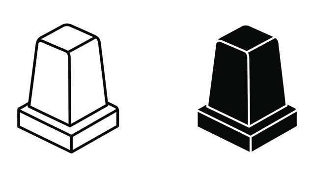 Isometric chess king piece on base in black and white