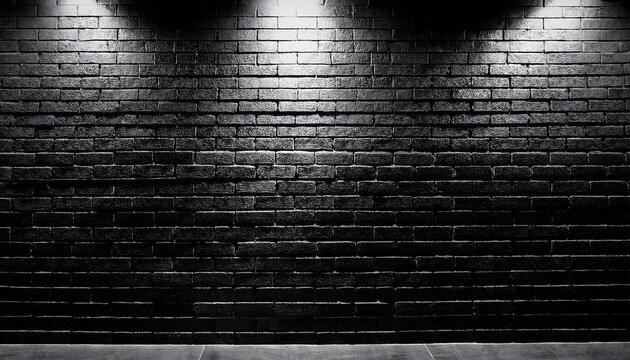 contemporary black brick wall with atmospheric lighting from a tilted angle