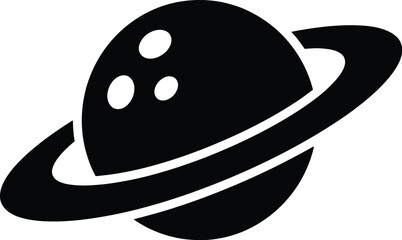 Bowling ball planet vector icon, creative cosmic bowling logo, black and white sports planet symbol © THANKYOU