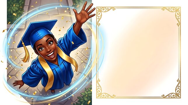 Joyful Graduate Celebrates Academic Achievement with Certificate Frame.
