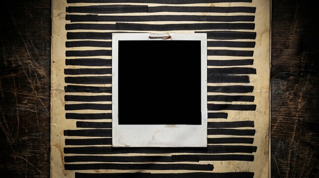 Blank Polaroid Photo On Heavily Redacted Vintage Document