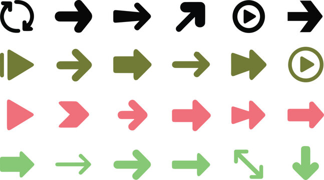 collection of various colored arrow icons for navigation and direction