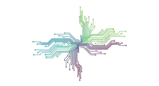 Colorful circuit board tree design.