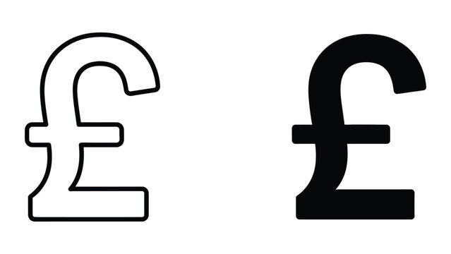 Simple pound sterling symbol icon in black and white