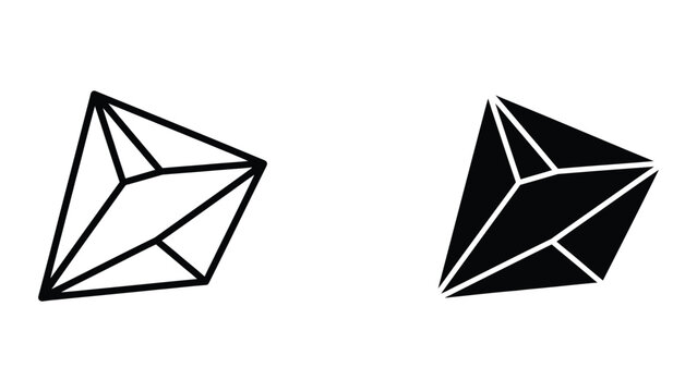 Geometric line art octahedron shapes in contrast black and white